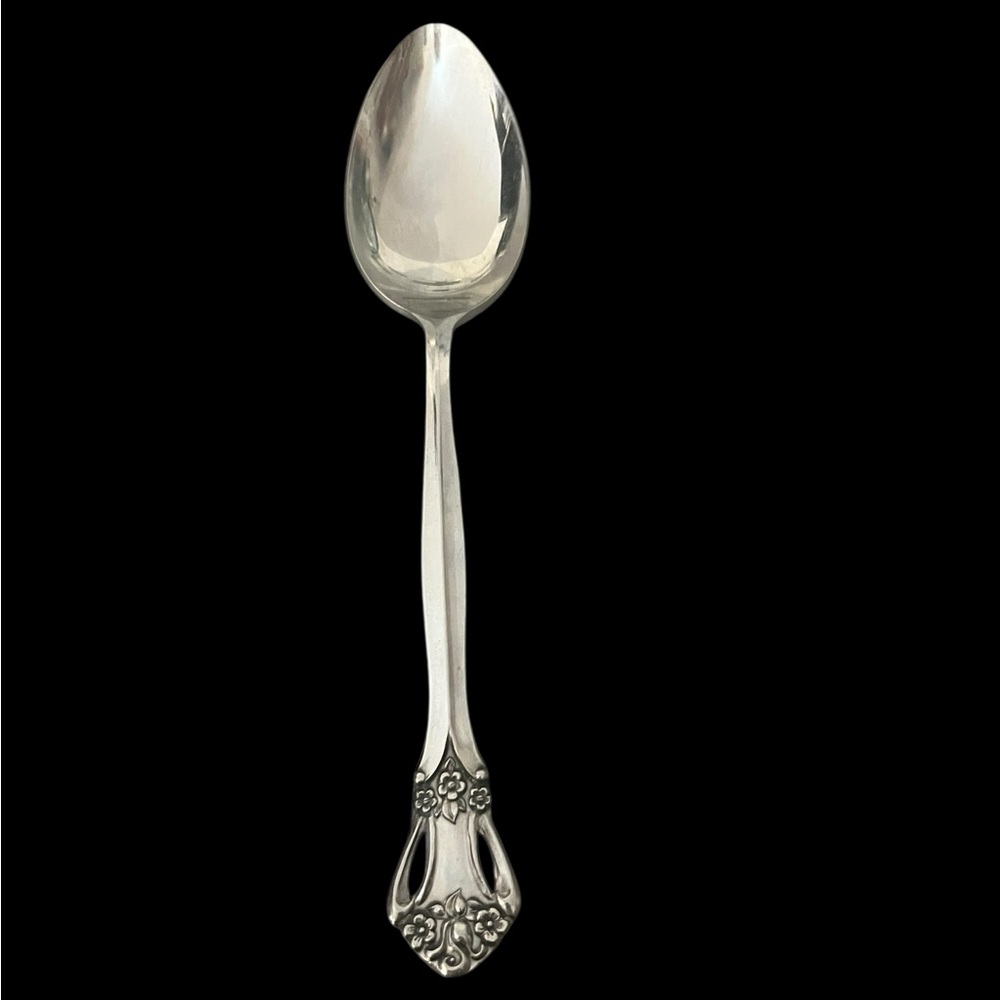 VTG National Stainless BIARRITZ  Tablespoon Retired Pierced Floral Japan
